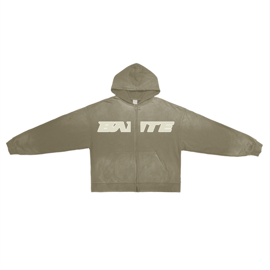 BAITE Hand-Frayed & Stone Washed Zip Hoodie